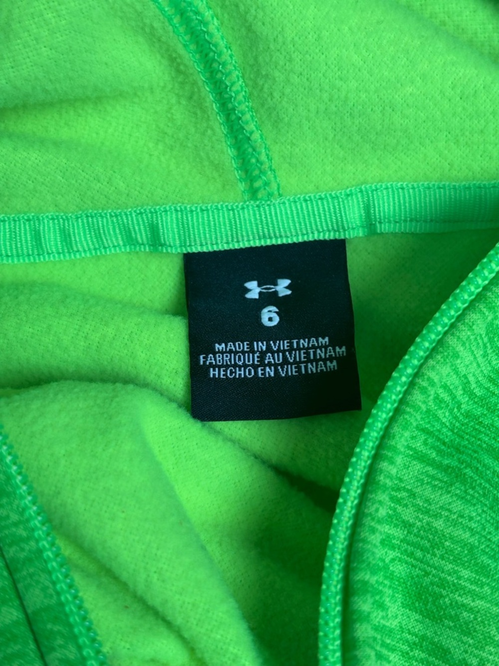 Under Armour Kids' Size 6 Neon Green & Black Hooded Zip Jacket - Picture 4 of 7